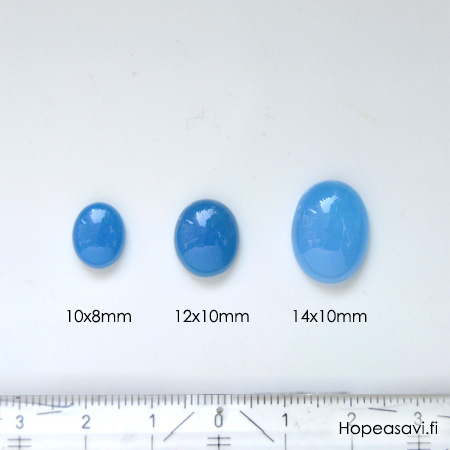 Akaatti, sininen (v�rj�tty) kapussi, soikea 16x12mm, 1 kpl huom. v�rin tummuus vaihtelee *Rajoitettu er�*