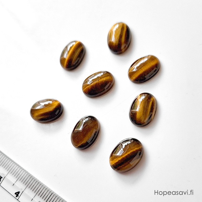 Tiikerinsilm�, aito luonnonkivi, py�r�hiottu kapussi, soikea, 14x10mm, 1 kpl