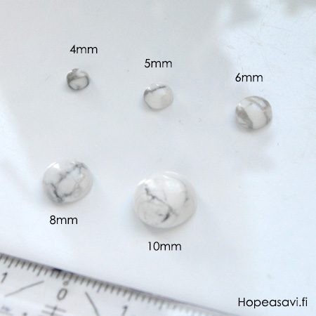 Hauliitti 'Valkoinen marmorimainen kuvio' pyre, 4mm, 1kpl