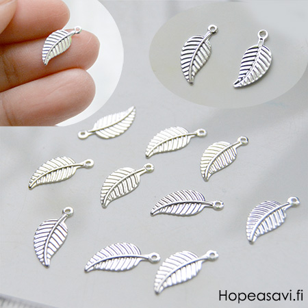 Maskotti, hopeoitua messinki, Lehti, 12X6mm, 10kpl