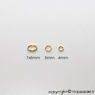 Vlirengas, kullattua messinki, pyre, ulkomitta 3.0mm, lanka 0.8mm, 24kpl