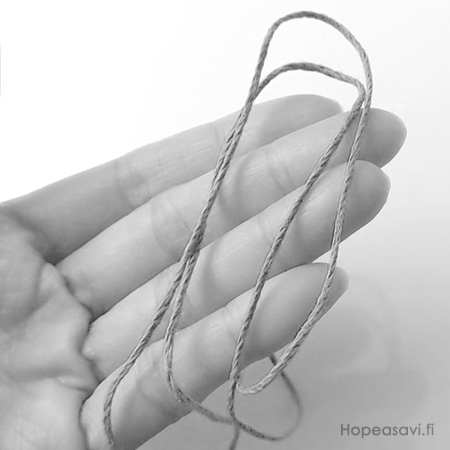 *Er* Hamppulanka VIHRE (siniseen vivahtava), kuvassa VT-02, laadukas kestv (jykk/ei veny) silitetty lanka, 1mm, noin 9m