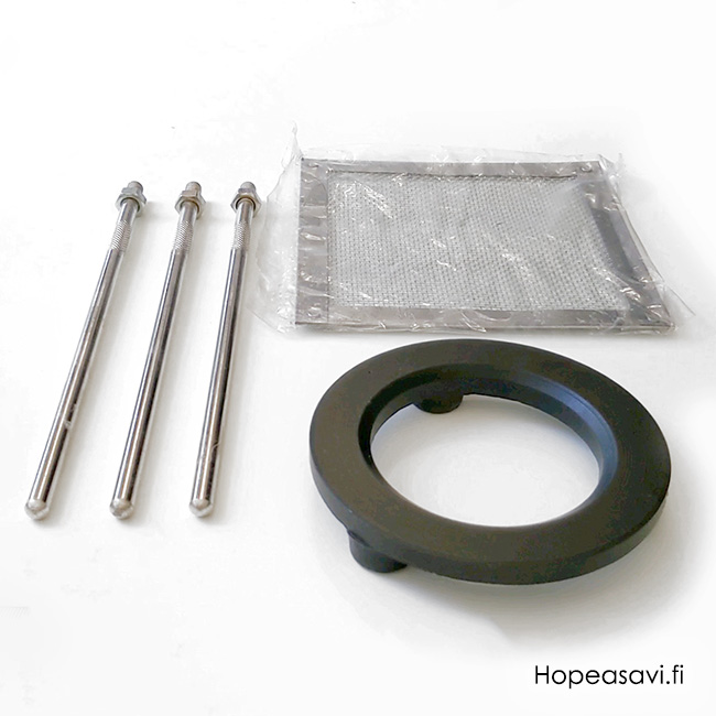 Juotostalusta, kolmijalka, korkeus 22cm ja juotosverkko (vahvistetut reunat) 15x15cm