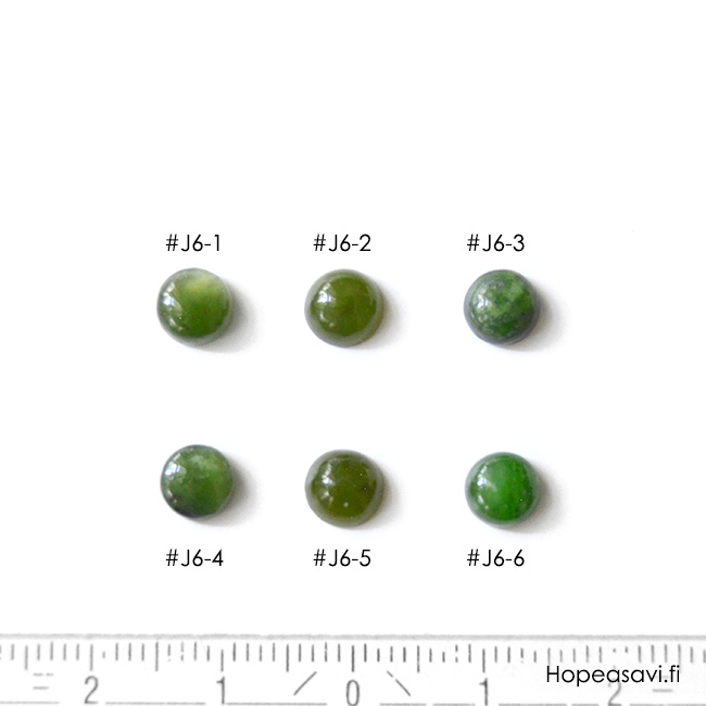 Jade, kapussi, kuvassa J6-5, pyrhiottu, pyre, 6mm, 1kpl