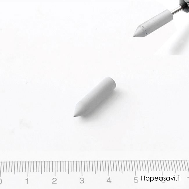 Kiillotuslaikka kaikille metalleille, hohkakivipitoinen silikoni, karkea, valkoinen, 100, kyn�m�inen kiillotusk�rki, 5x16mm, 1 kpl (ilman ruuvikierrevartta)