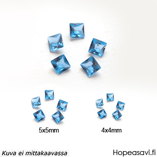 Synteettinen Kirkas Sininen kivi, neli, 5x5 mm, 1kpl