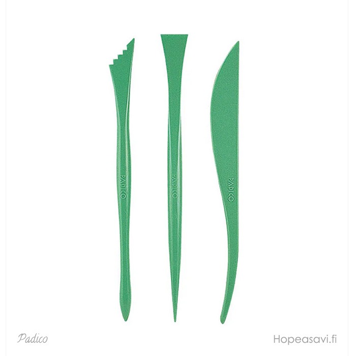  *Uutuus* Lastasetti muotoiluun, teksturointiin ja leikkaukseen, 3 kaksip�ist� muoviastaa, pituus 16cm