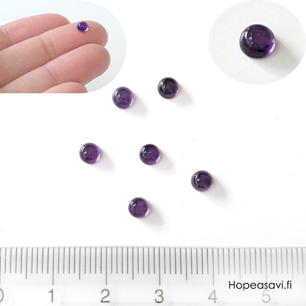  *Uutuus* Ametisti, py�r�hiottu kapussi, ympyr� 4mm, tasainen tausta, AAA-laatu, tumma l�mmin s�vy, 1 kpl