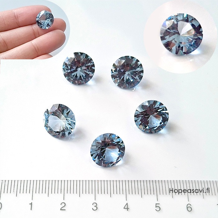 Synteettinen Akvamariini, spinelli, py�re�, 10mm, 1kpl (huom. polttoa ei testattu)