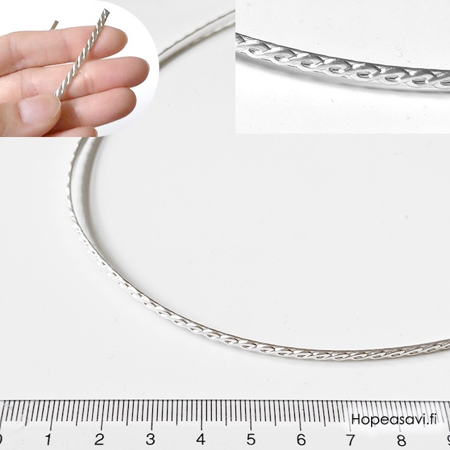 Hopealanka 925, *Kuviolanka LETTI* pehme�, noin 3.0 x 1.3mm, 5cm (+/2%)