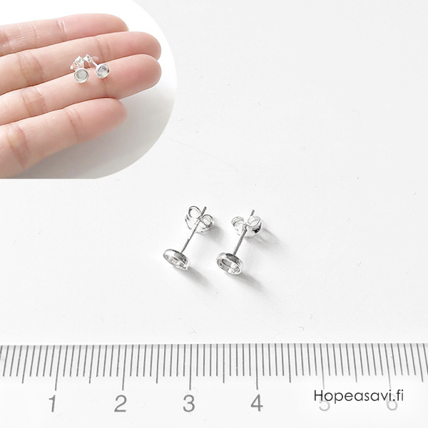   *Uutuus* Korvatappi ja vastaosa, Sterling hopeadublee, 4mm paikka koristeelle, esim. kivikapussille 1 pari (2 kpl)