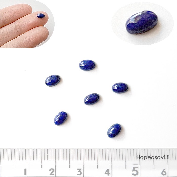 Lapis, kapussi, soikea 6x4mm, AA-luokka uniikki kivi, 1 kpl