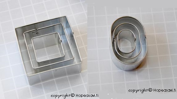    *Siivousmyynti Setti (studion mallikappale) Muotti Neli�+Soikea 2x3kpl setti (2cm, 3cm, 4cm)
