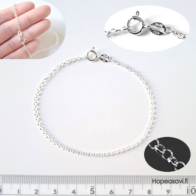  *Uutuus* Ranneketju, hopea 925, papuketju, py�re�t lenkit, pituus 18 cm, vieterilukko