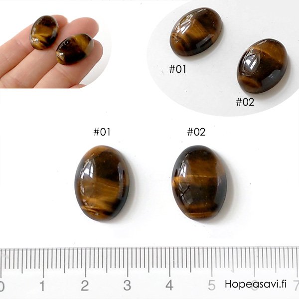 Tiikerinsilm, aito luonnonkivi, pyrhiottu kapussi, soikea, 18x13mm, kuvassa #1 (uniikki kivi)